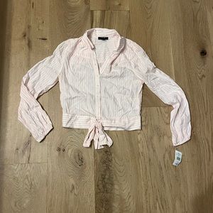 NWT!! Paige Collared Long Sleeve Pink and White Striped Button Down Size XS